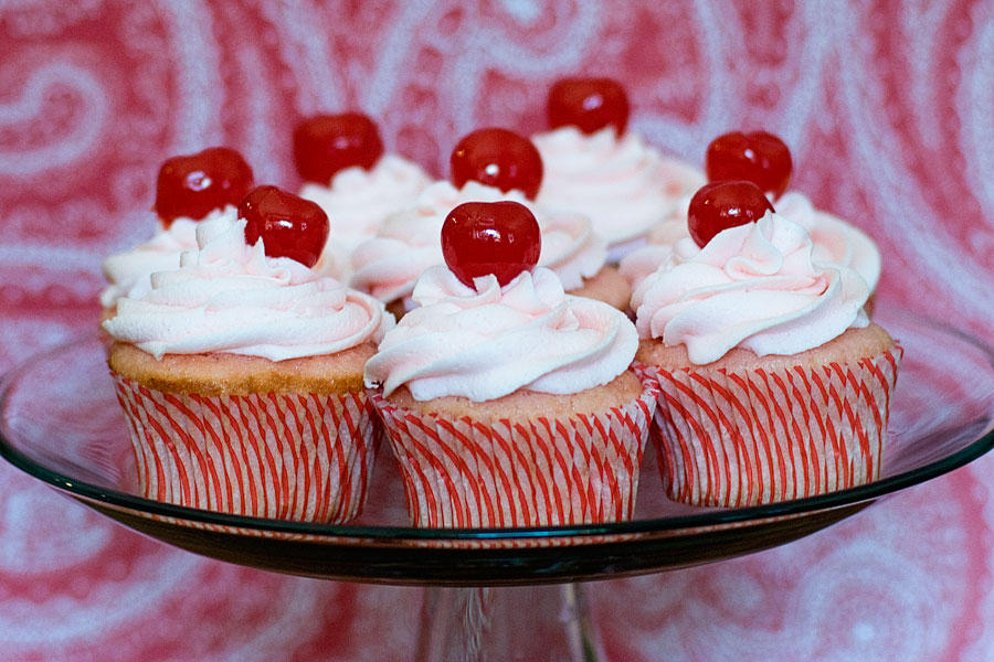 Cherry-Almond Vanilla Cupcakes – With Sprinkles on Top