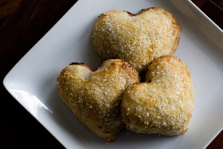 Pear Raspberry Heart Mini Pies